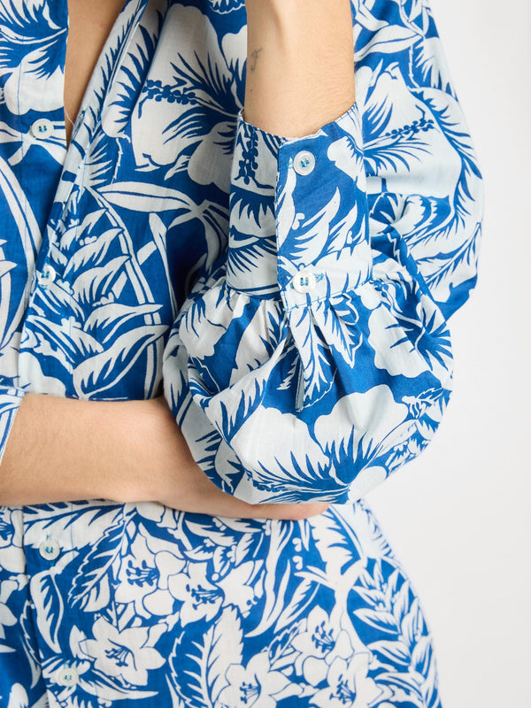 Holly Mini Dress in Blue Hibiscus — view 6