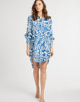 MILLE Clothing Holly Mini Dress in Blue Hibiscus