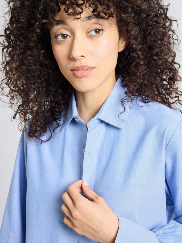 Holly Mini Dress in Blue Oxford — view 7