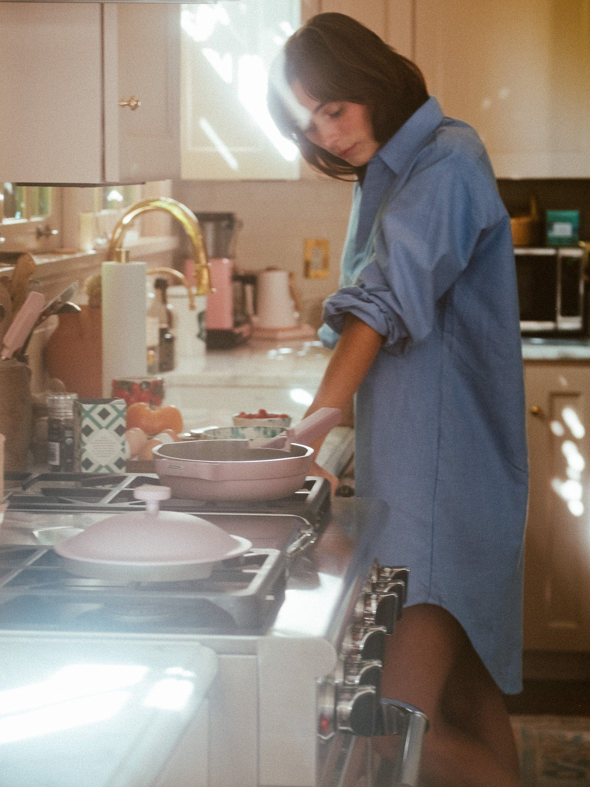 Holly Mini Dress in Blue Oxford — The cut
