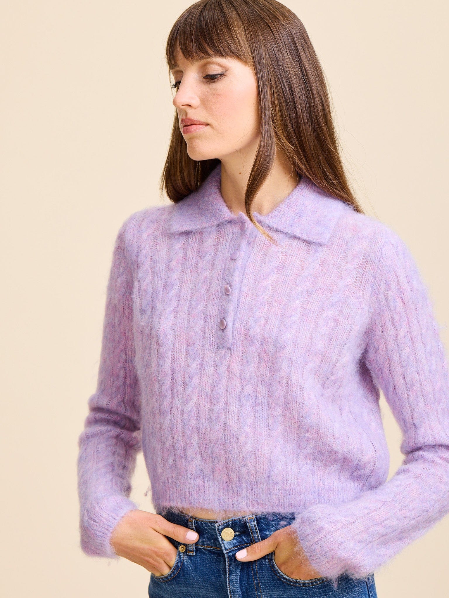 MILLE Clothing Ingrid Henley in Lilac
