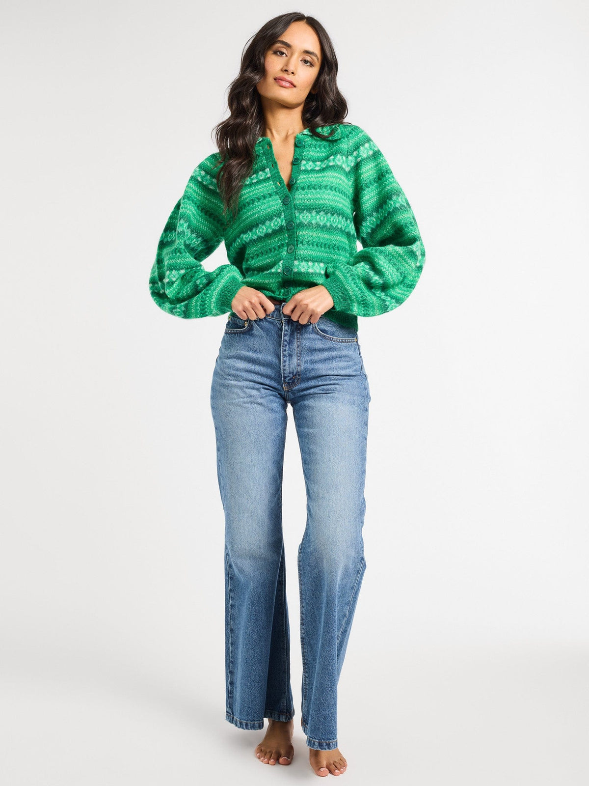 Irene Cardigan in Kelly Fairisle — The knit