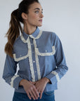 MILLE Clothing Irene Top in Chambray & Lace