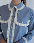 MILLE Clothing Irene Top in Chambray & Lace