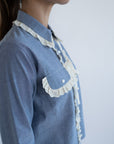 MILLE Clothing Irene Top in Chambray & Lace