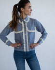 MILLE Clothing Irene Top in Chambray & Lace