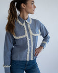 MILLE Clothing Irene Top in Chambray & Lace