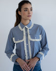 MILLE Clothing Irene Top in Chambray & Lace