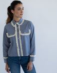 MILLE Clothing Irene Top in Chambray & Lace