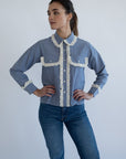 MILLE Clothing Irene Top in Chambray & Lace