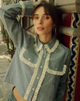 MILLE Clothing Irene Top in Chambray & Lace
