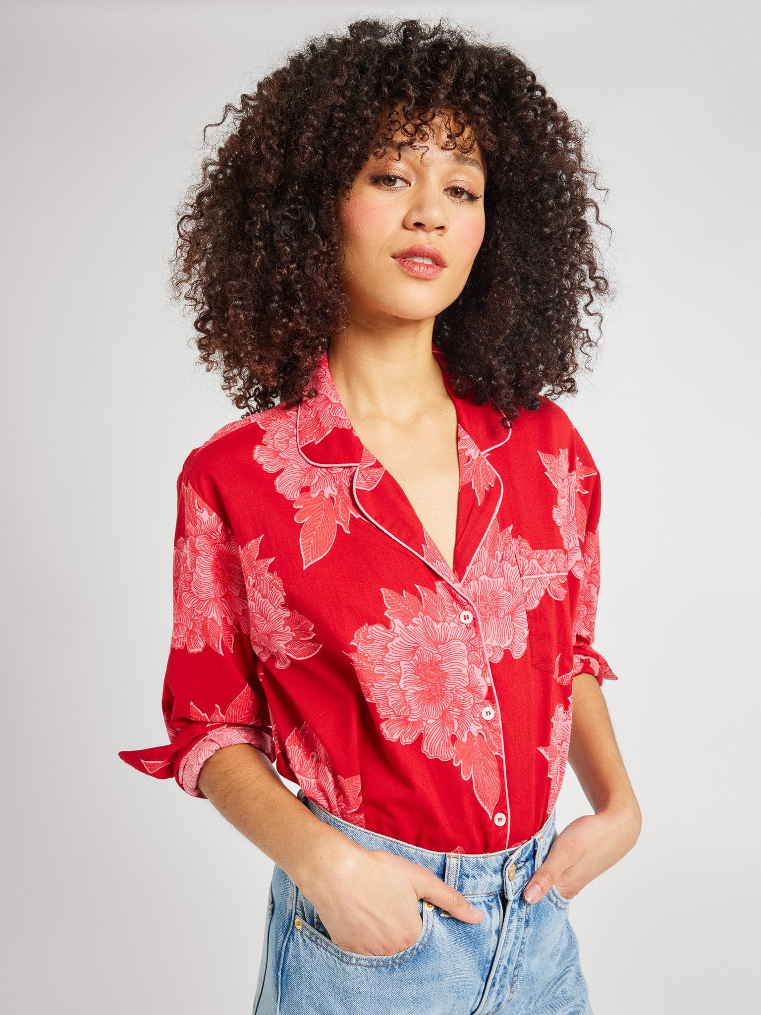 MILLE Clothing Iris Top in Crimson Floral