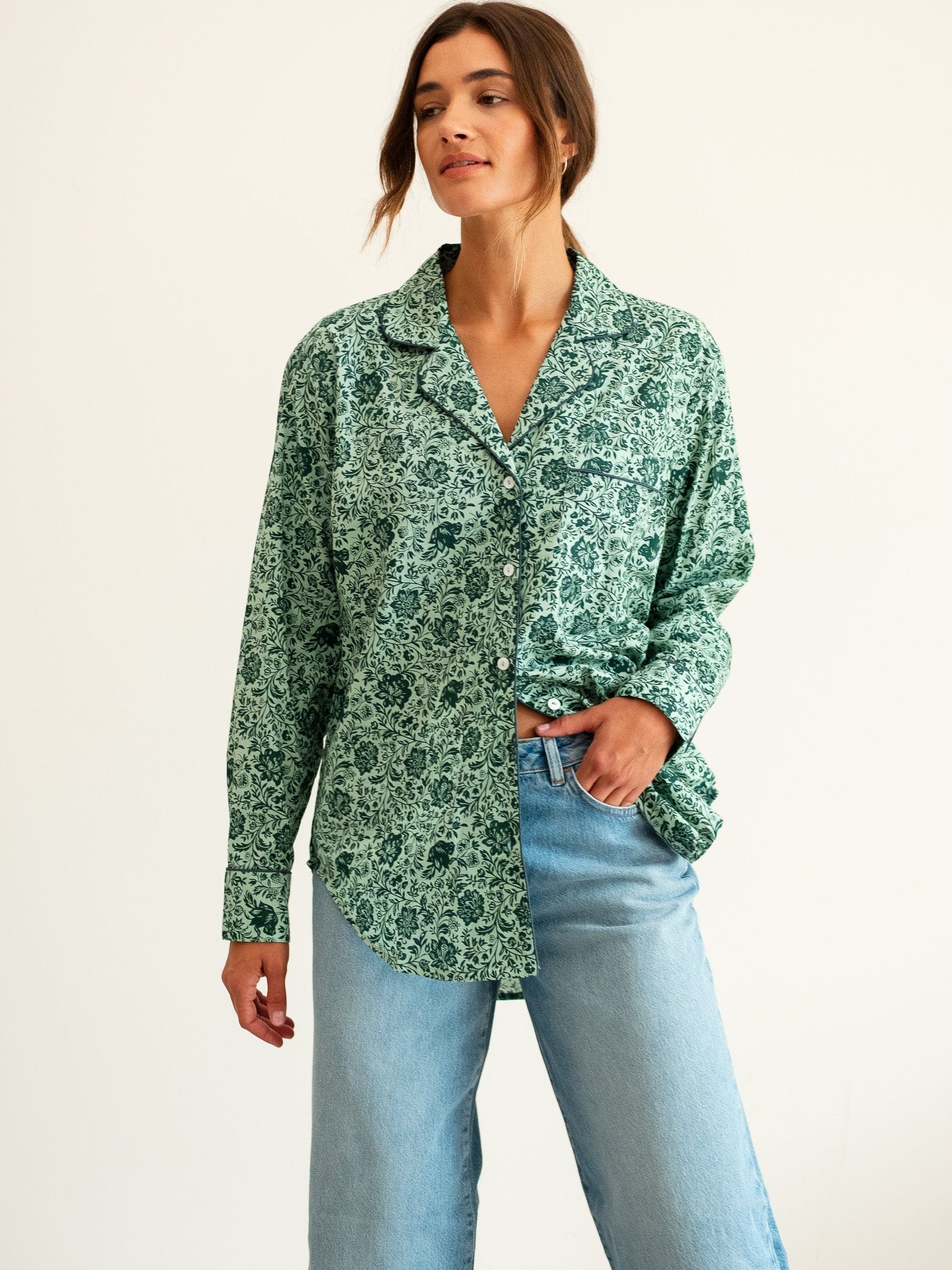 MILLE Clothing Iris Top in Jade Floral