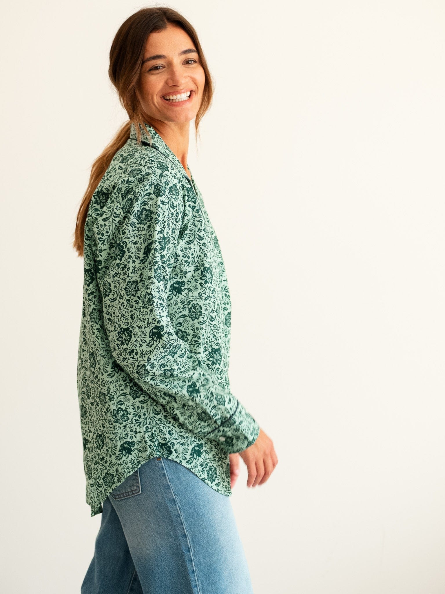MILLE Clothing Iris Top in Jade Floral