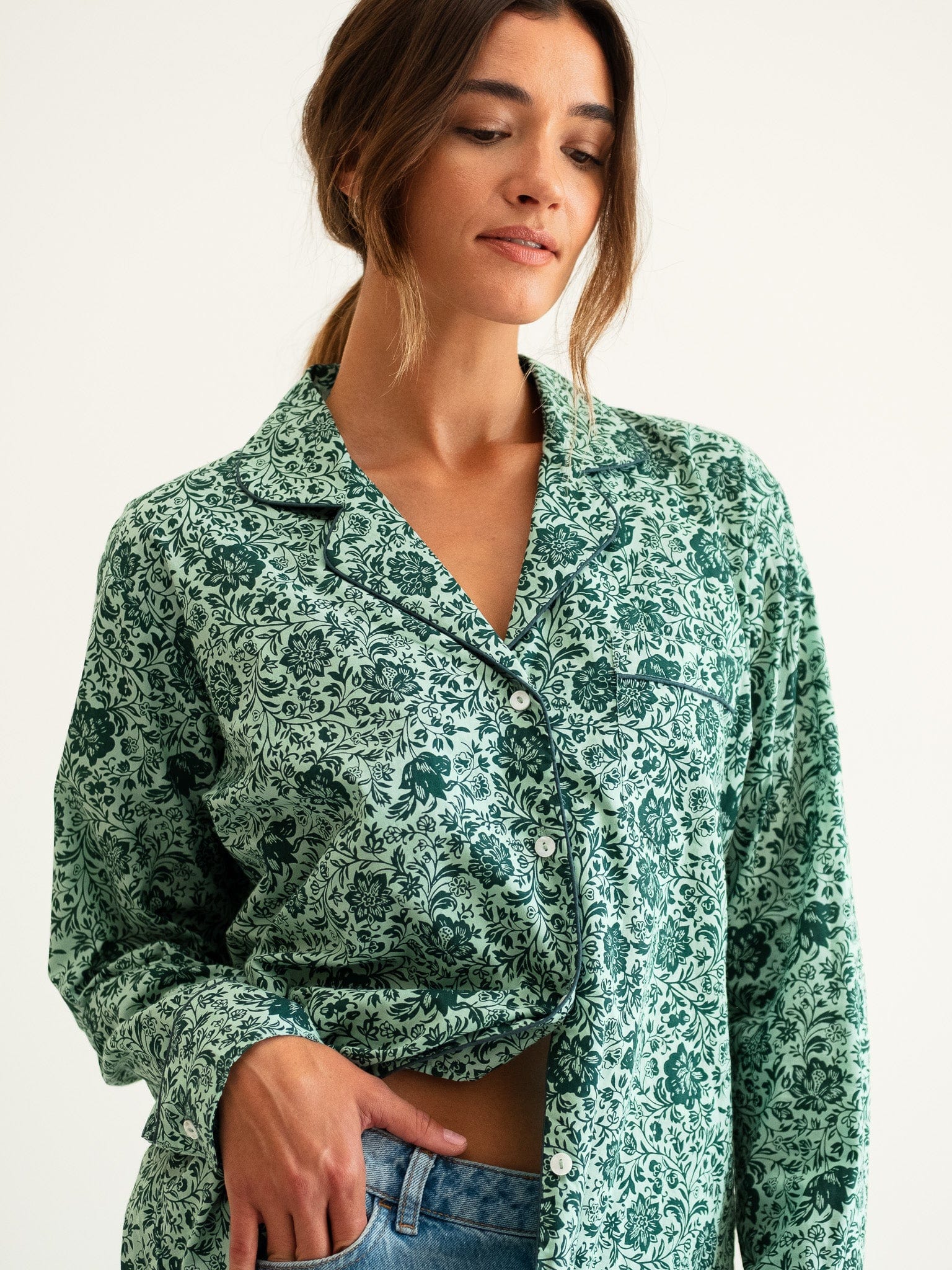 MILLE Clothing Iris Top in Jade Floral