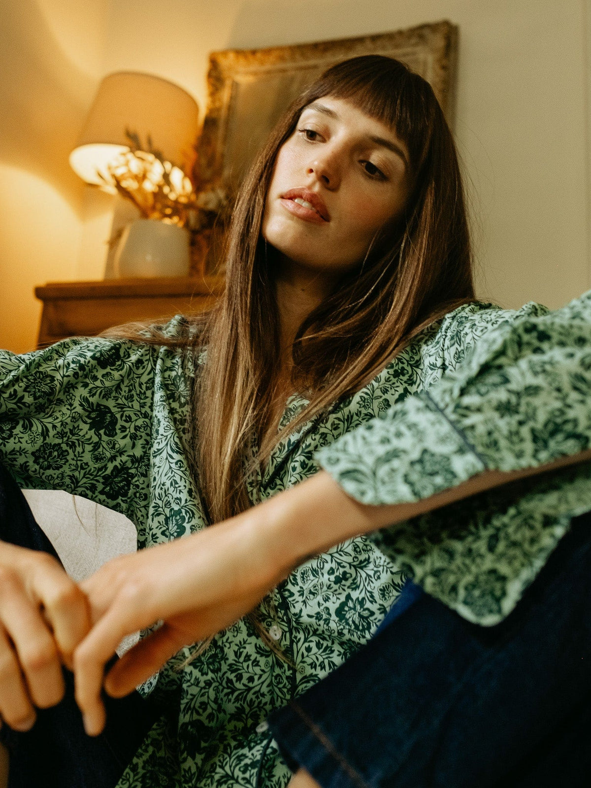 Iris Top in Jade Floral — The cut