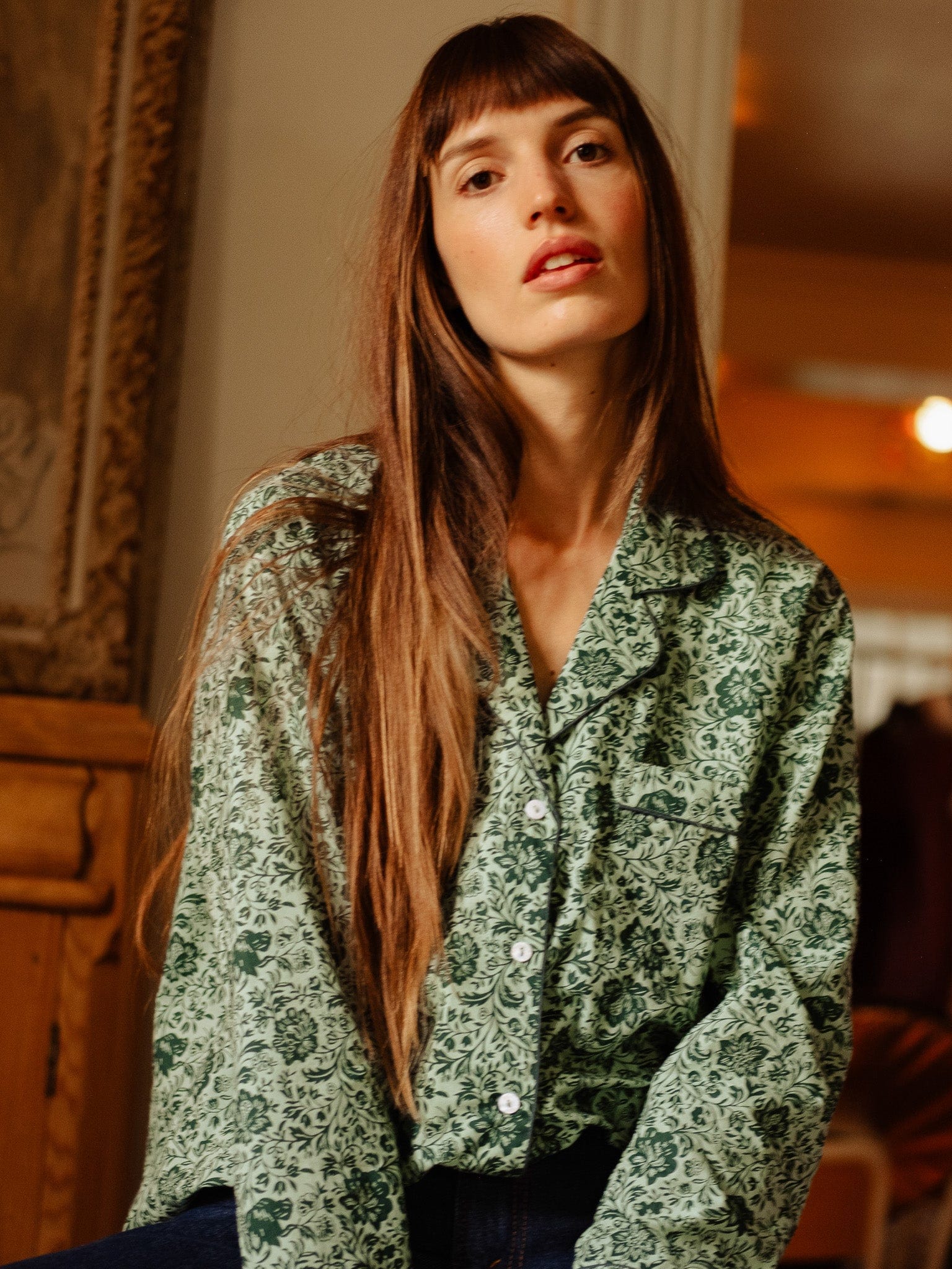 MILLE Clothing Iris Top in Jade Floral