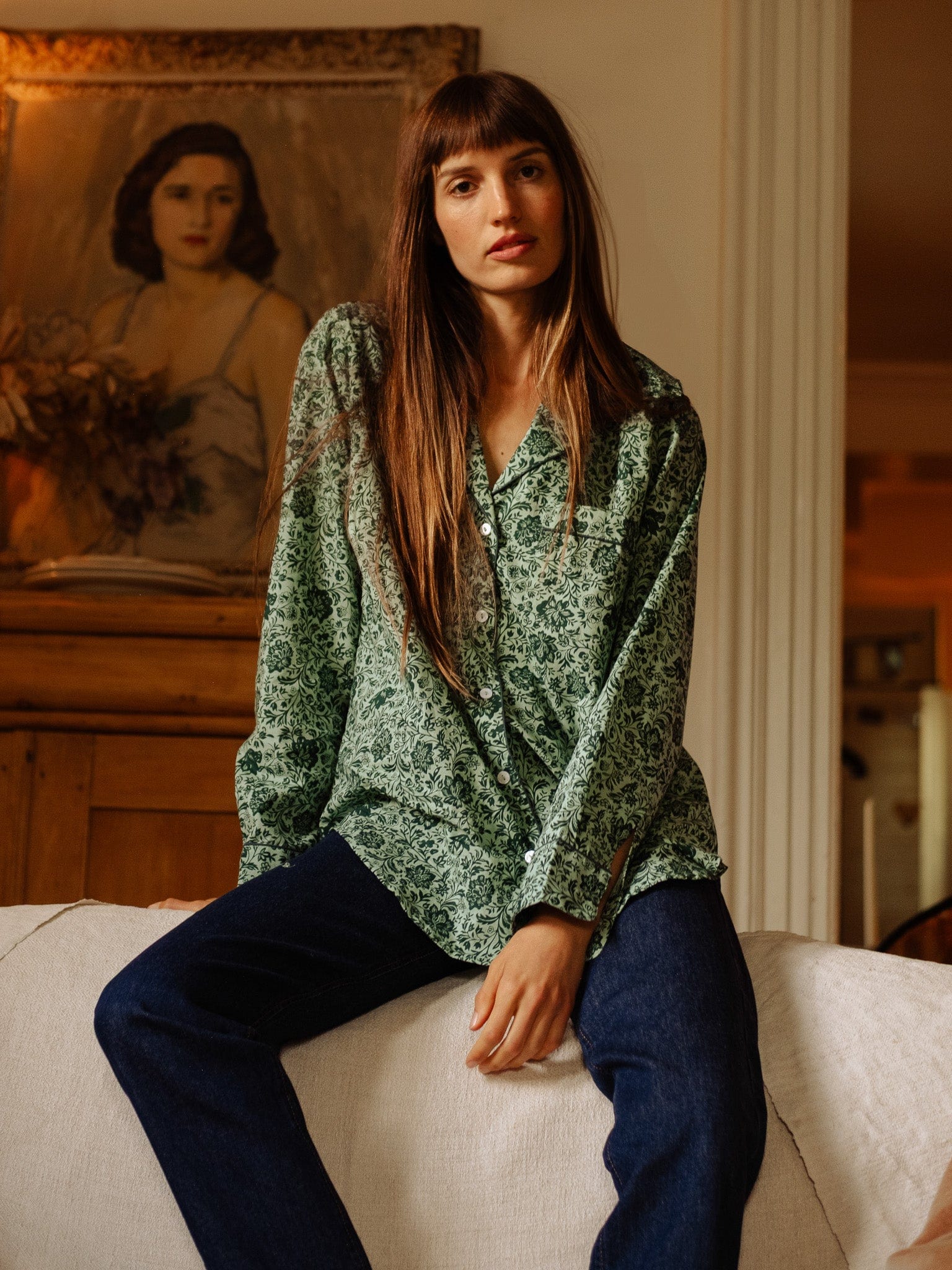 MILLE Clothing Iris Top in Jade Floral