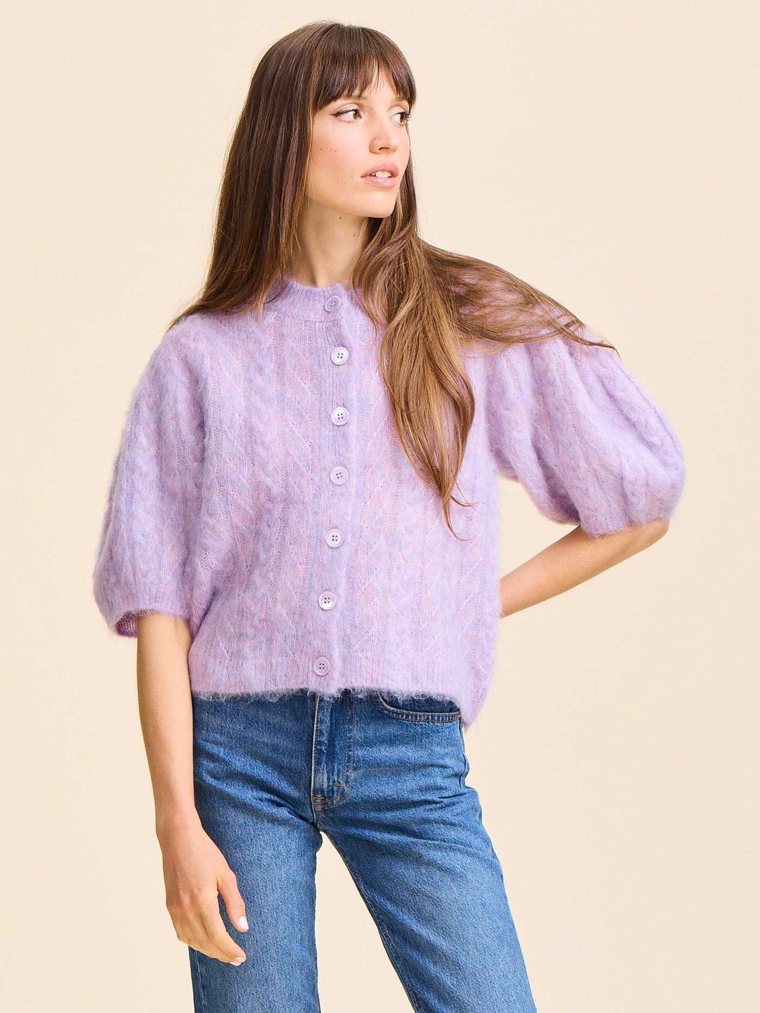 MILLE Clothing Isa Cardigan in Lilac