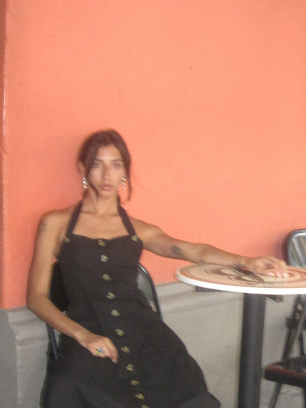 Isla Dress in Black Linen — view 13