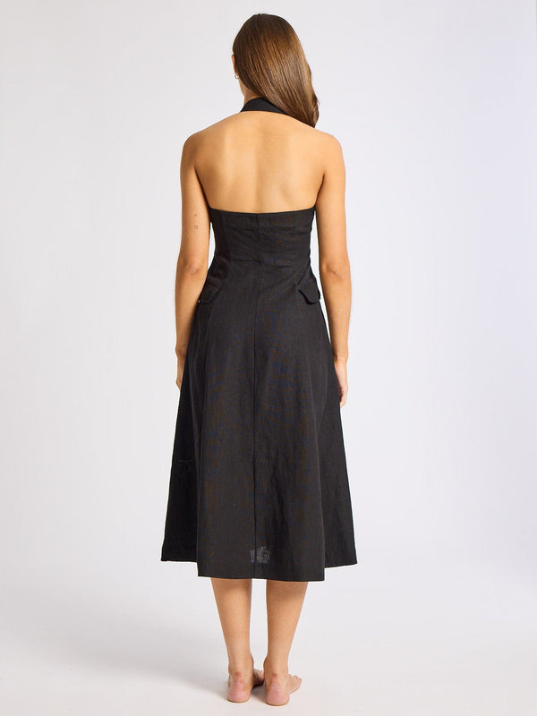 Isla Dress in Black Linen — view 7