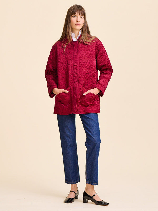 Jade Quilted Jacket in Claret — view 9