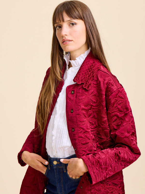 Jade Quilted Jacket in Claret — view 7