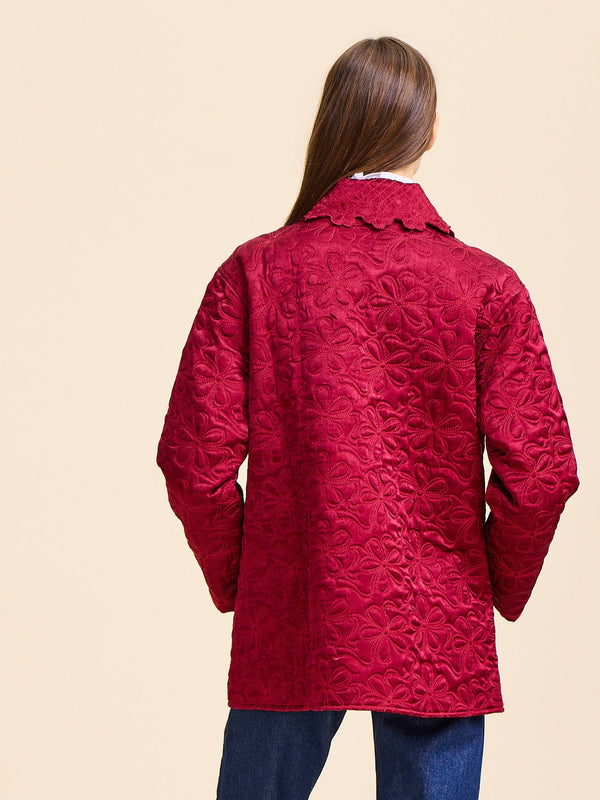 Jade Quilted Jacket in Claret — view 6