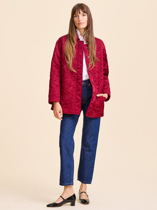Jade Quilted Jacket in Claret — view 12