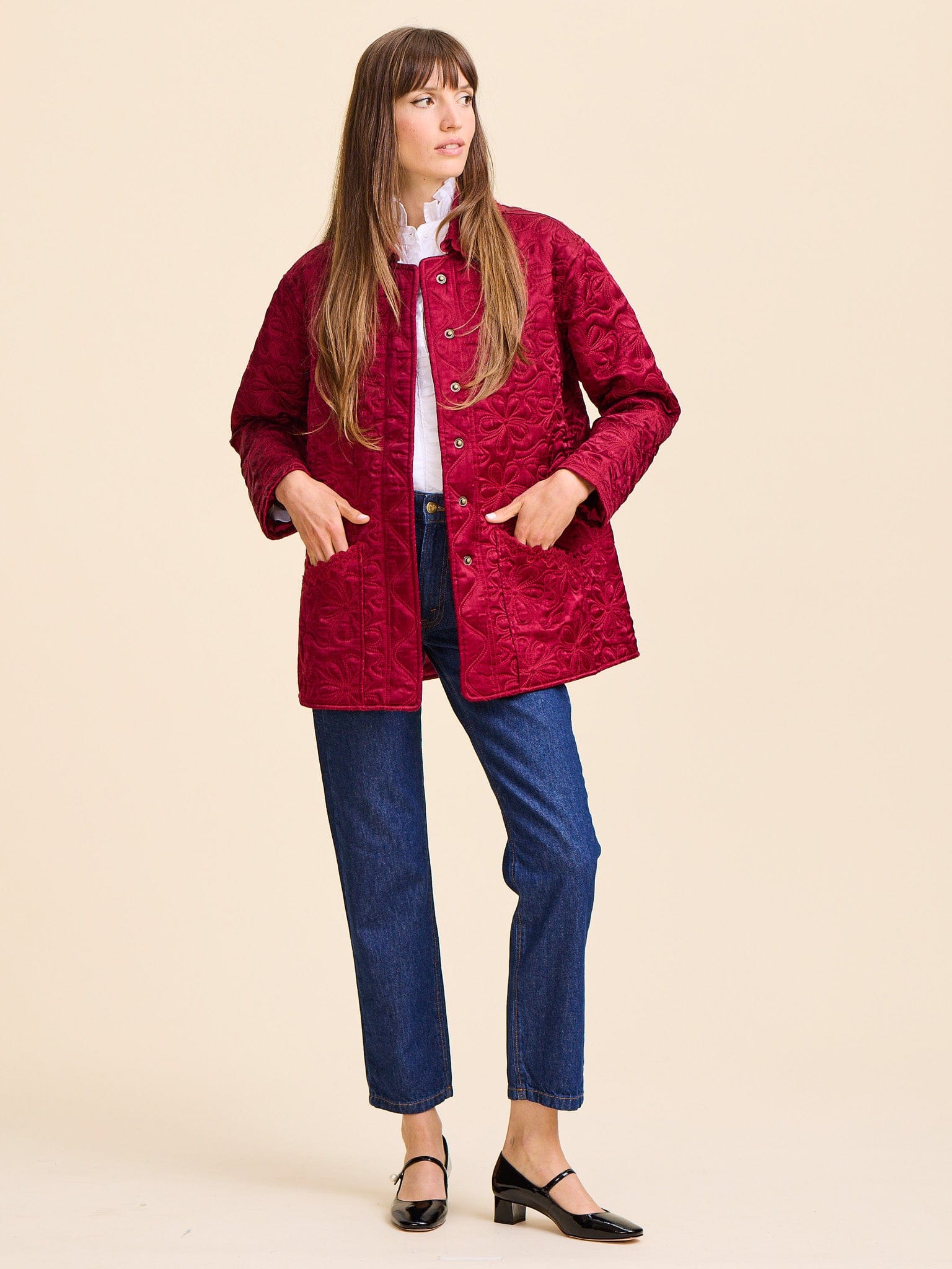 MILLE Clothing Jade Quilted Jacket in Claret