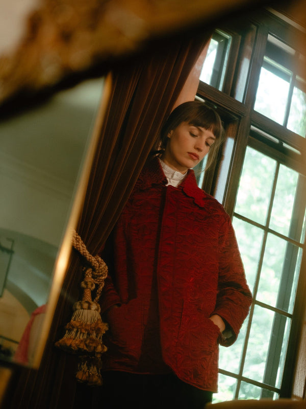 Jade Quilted Jacket in Claret — view 4