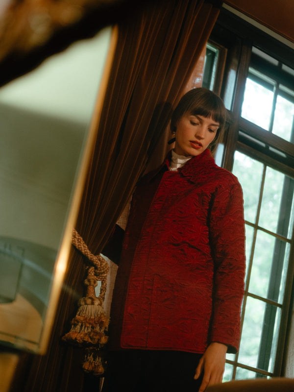 Jade Quilted Jacket in Claret — view 8
