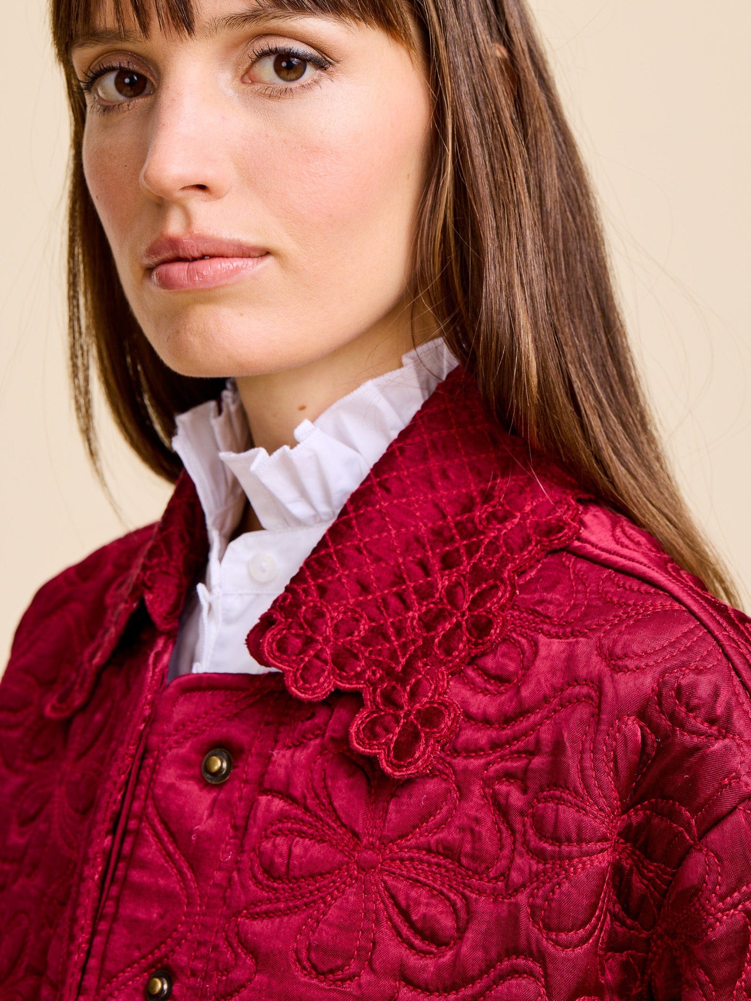 Jade Quilted Jacket in Claret – MILLE