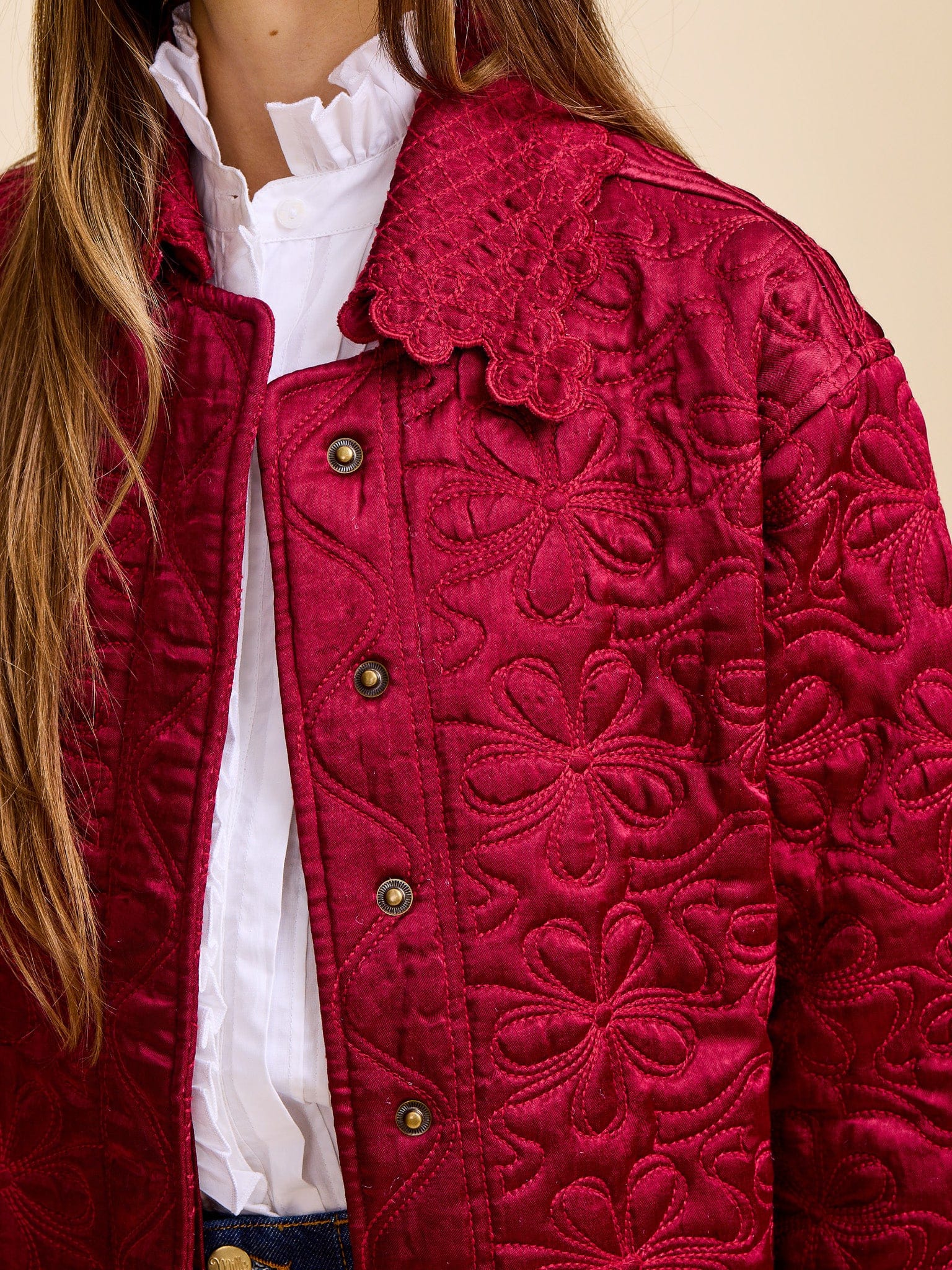 Jade Quilted Jacket in Claret – MILLE