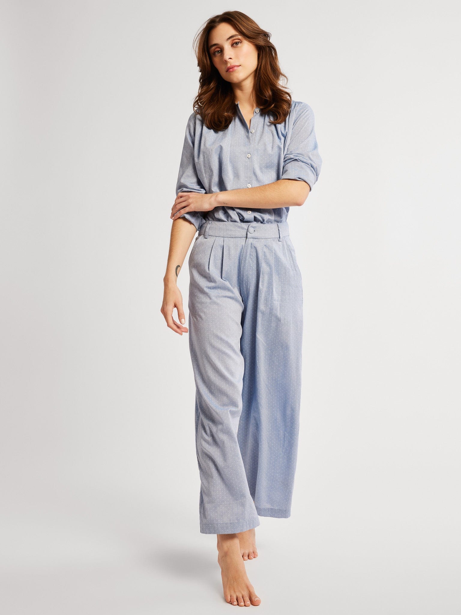 James Pant in Chambray Polka Dot – MILLE