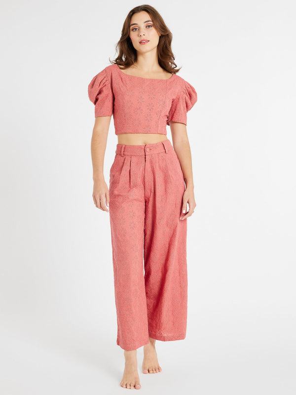 James Pant in Rosewood Eyelet — view 2