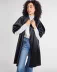 MILLE Clothing Josephine Coat in Black Satin