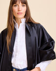 MILLE Clothing Josephine Coat in Black Satin