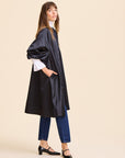 MILLE Clothing Josephine Coat in Black Satin