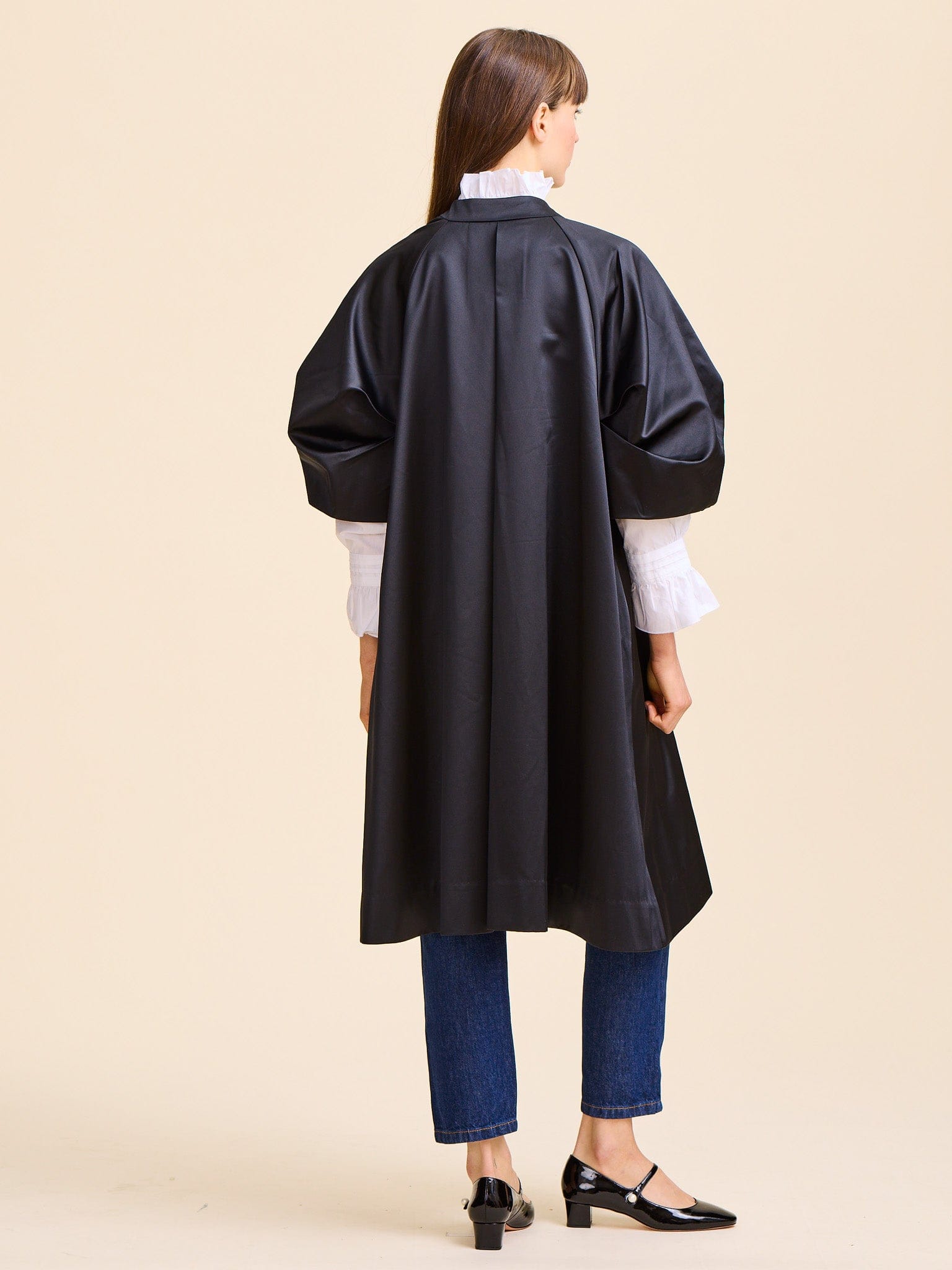 MILLE Clothing Josephine Coat in Black Satin