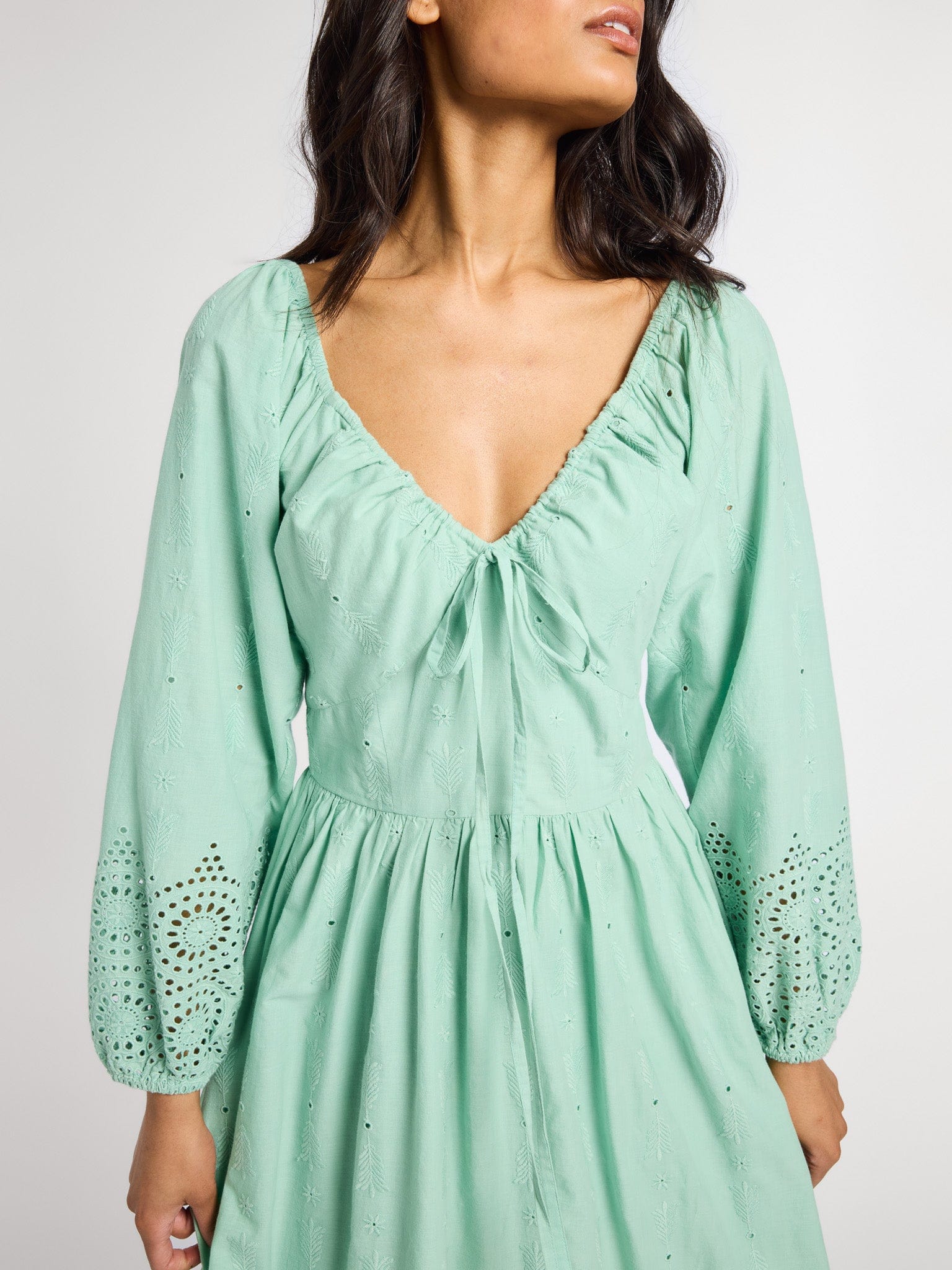 MILLE Clothing Juliette Dress in Pistachio Eyelet