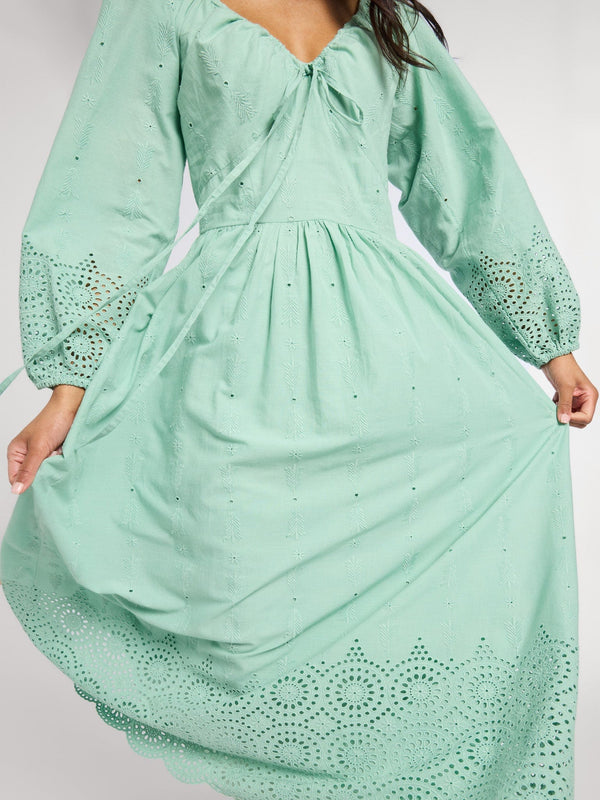 Juliette Dress in Pistachio Eyelet — view 2