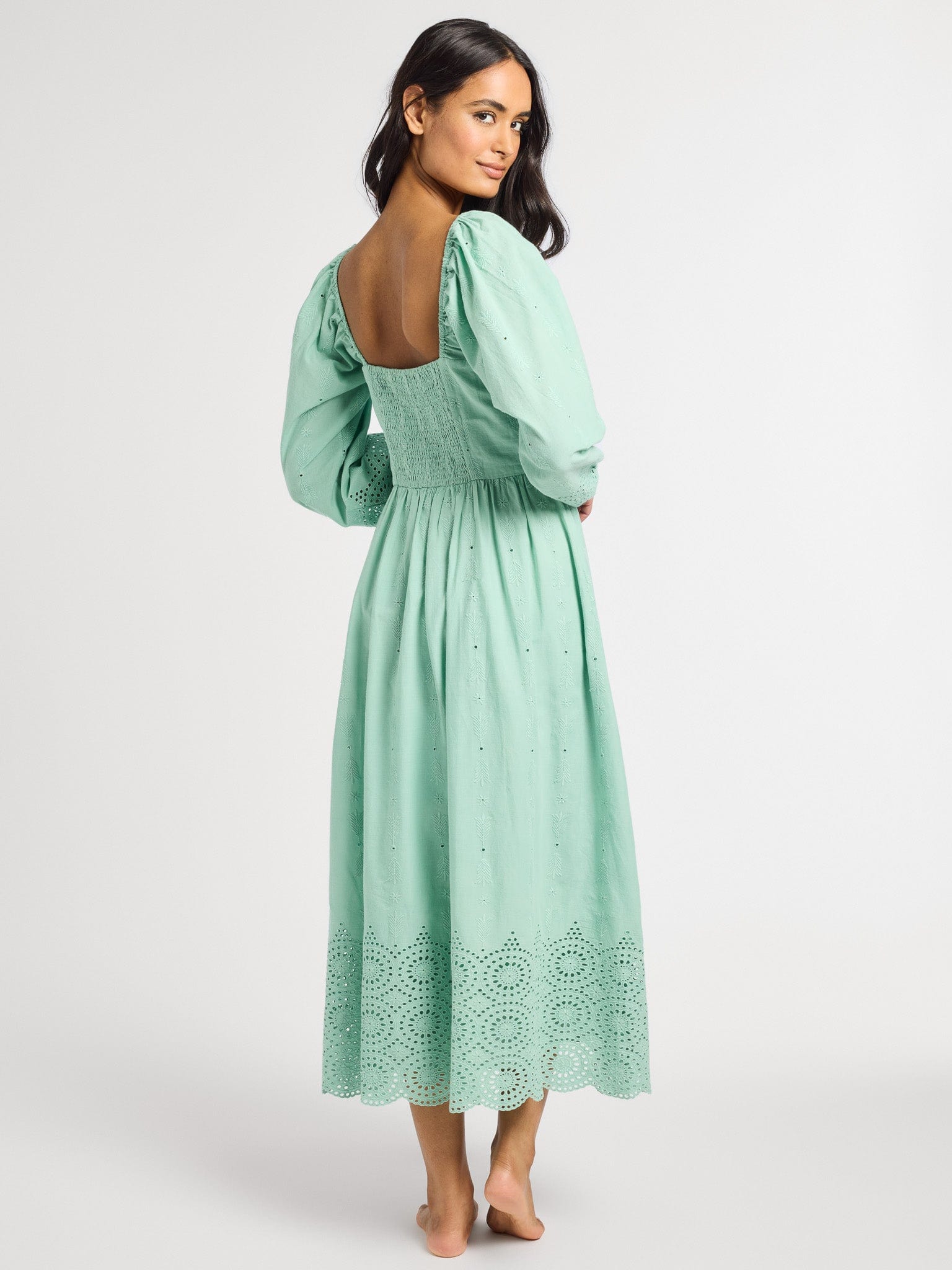 MILLE Clothing Juliette Dress in Pistachio Eyelet