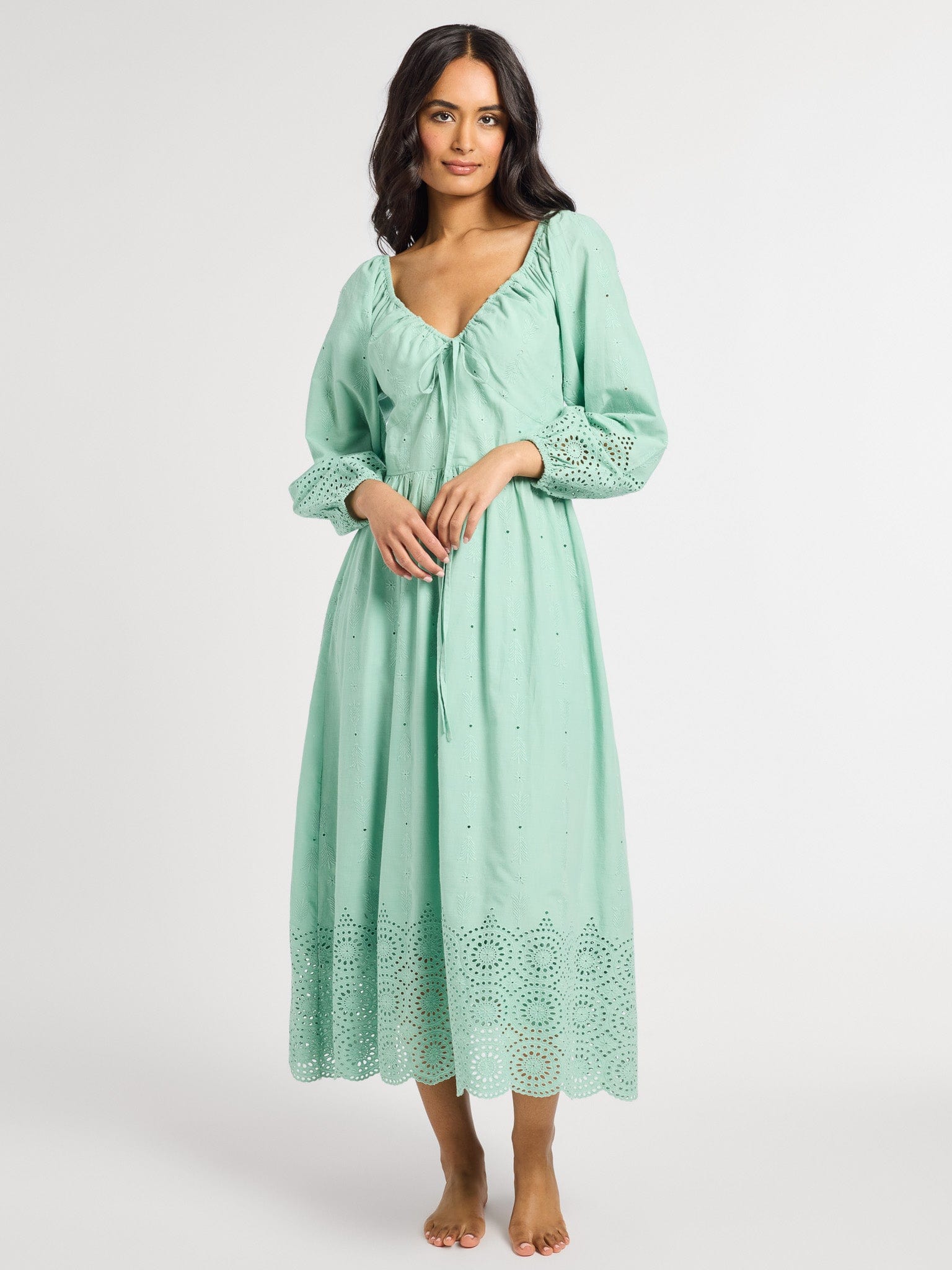 MILLE Clothing Juliette Dress in Pistachio Eyelet