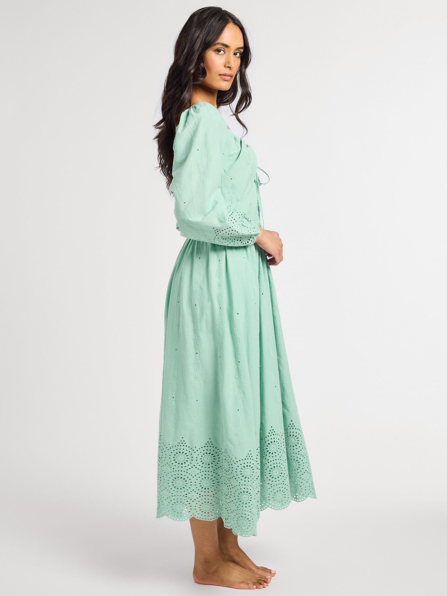 MILLE Clothing Juliette Dress in Pistachio Eyelet