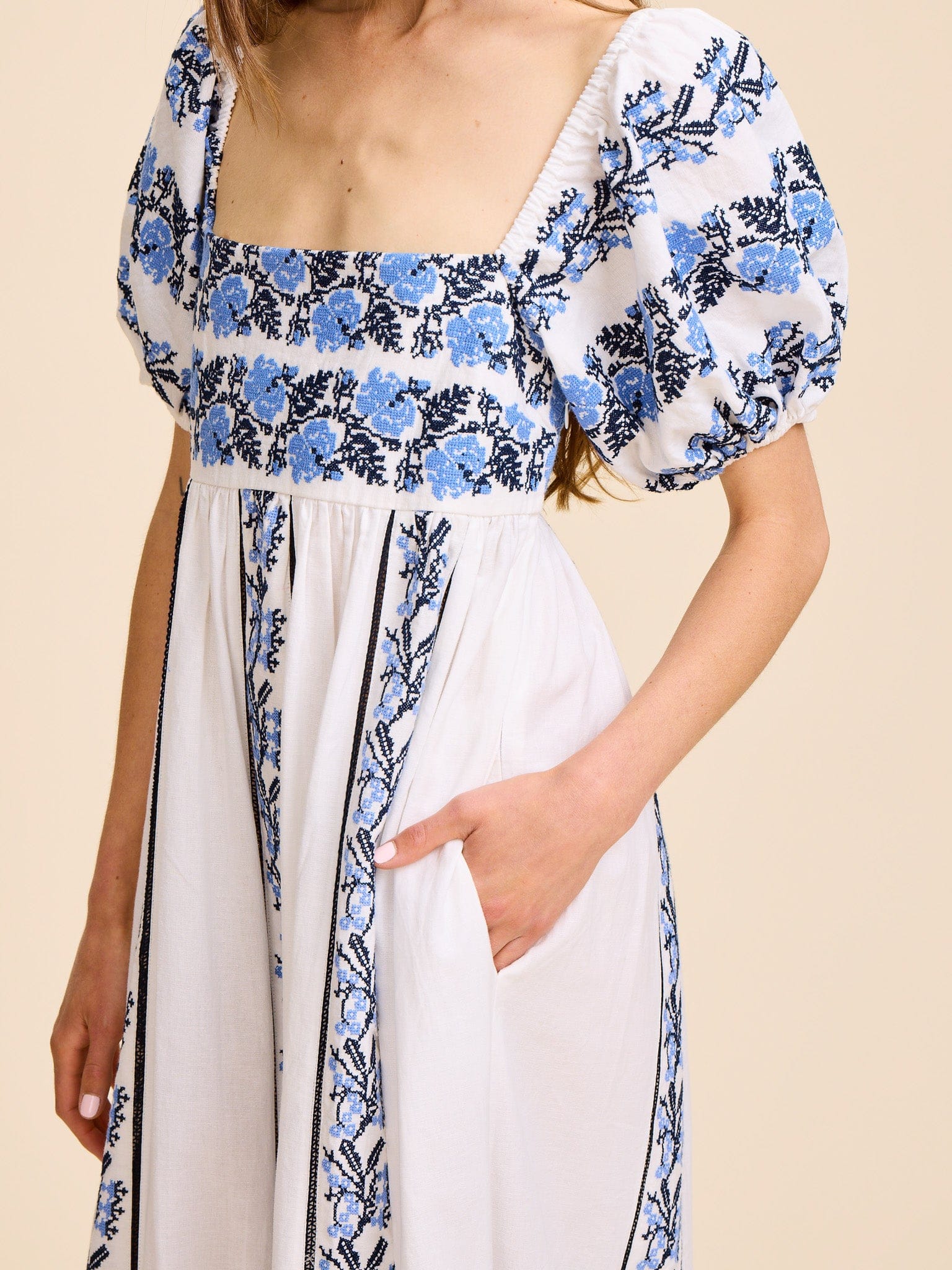 MILLE Kaiya Dress in Santorini Embroidery M MILLE Kaiya Dress in Santorini Embroidery M
