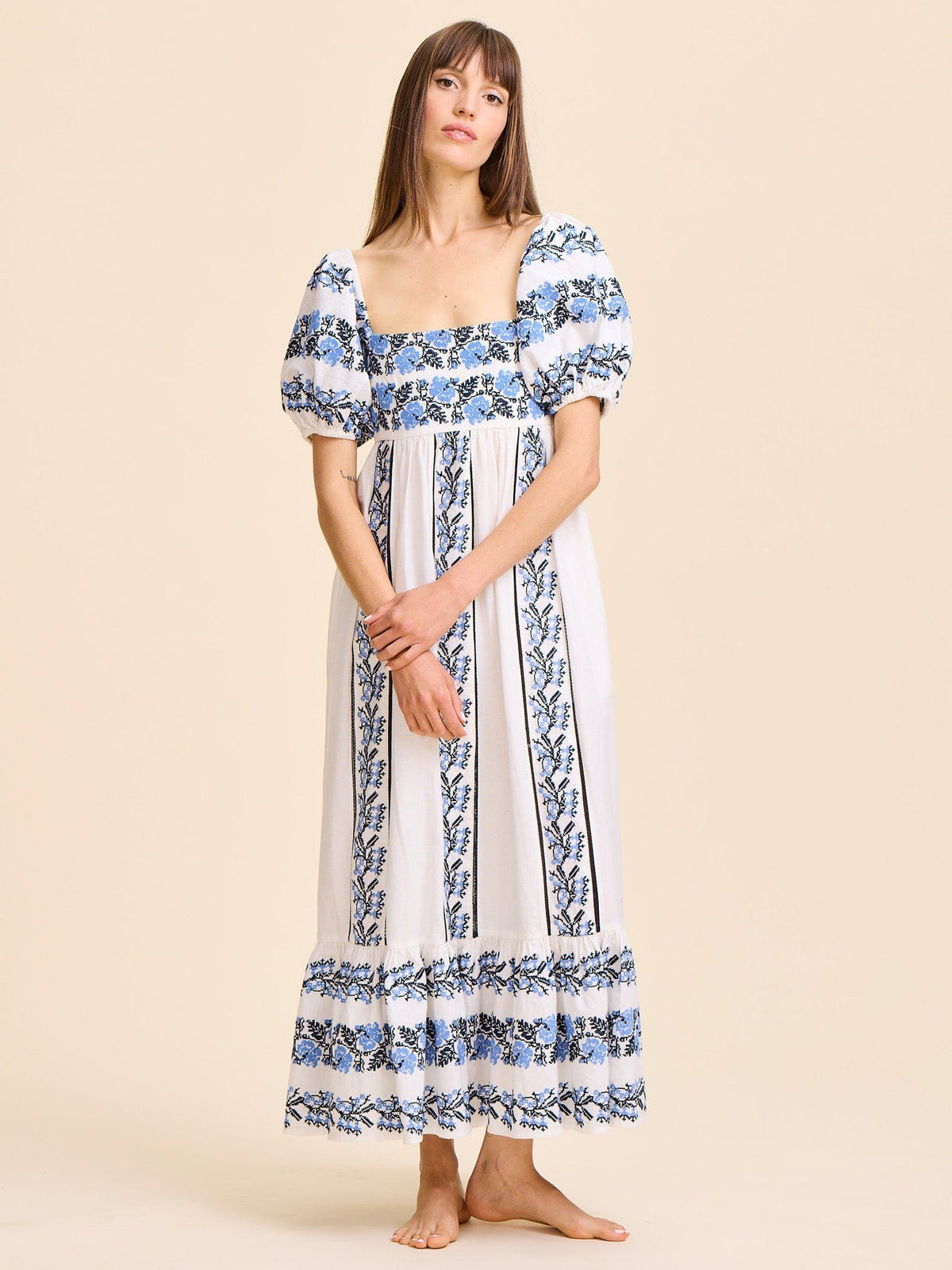 Kaiya Dress in Santorini Embroidery