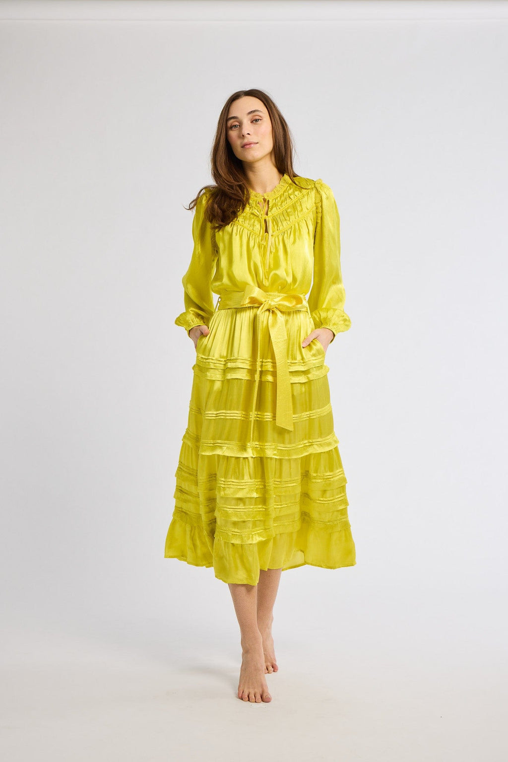 KABIRA EMBELLISHED SKIRT - CITRON