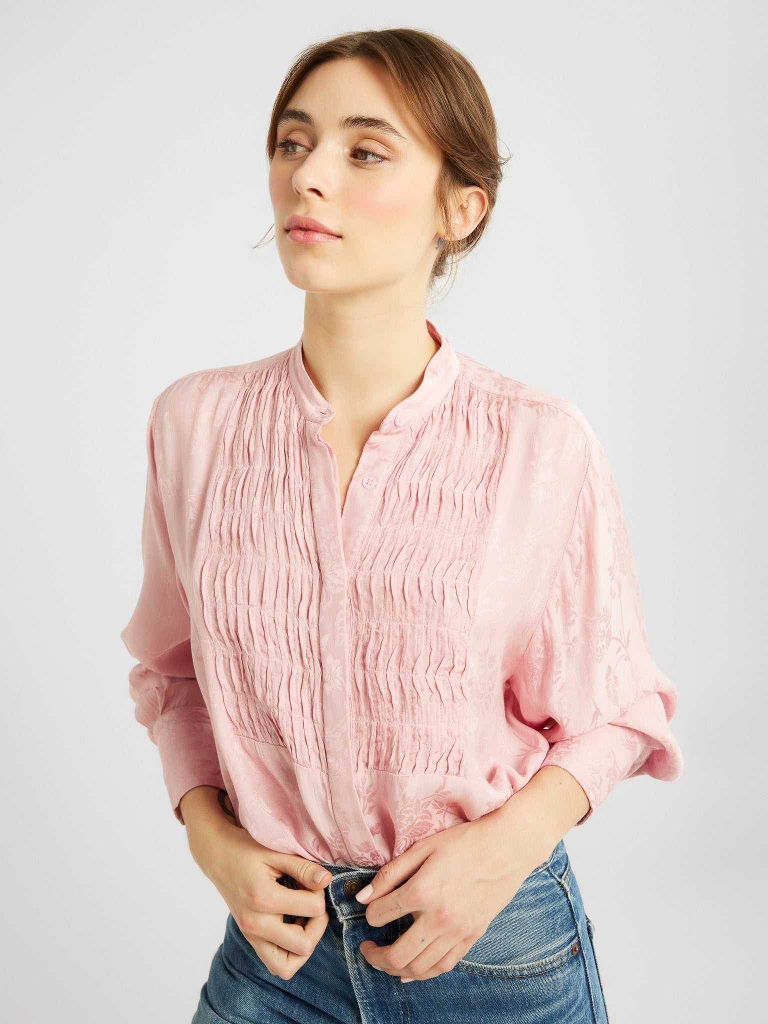 MILLE Clothing Keaton Top in Pink Jacquard
