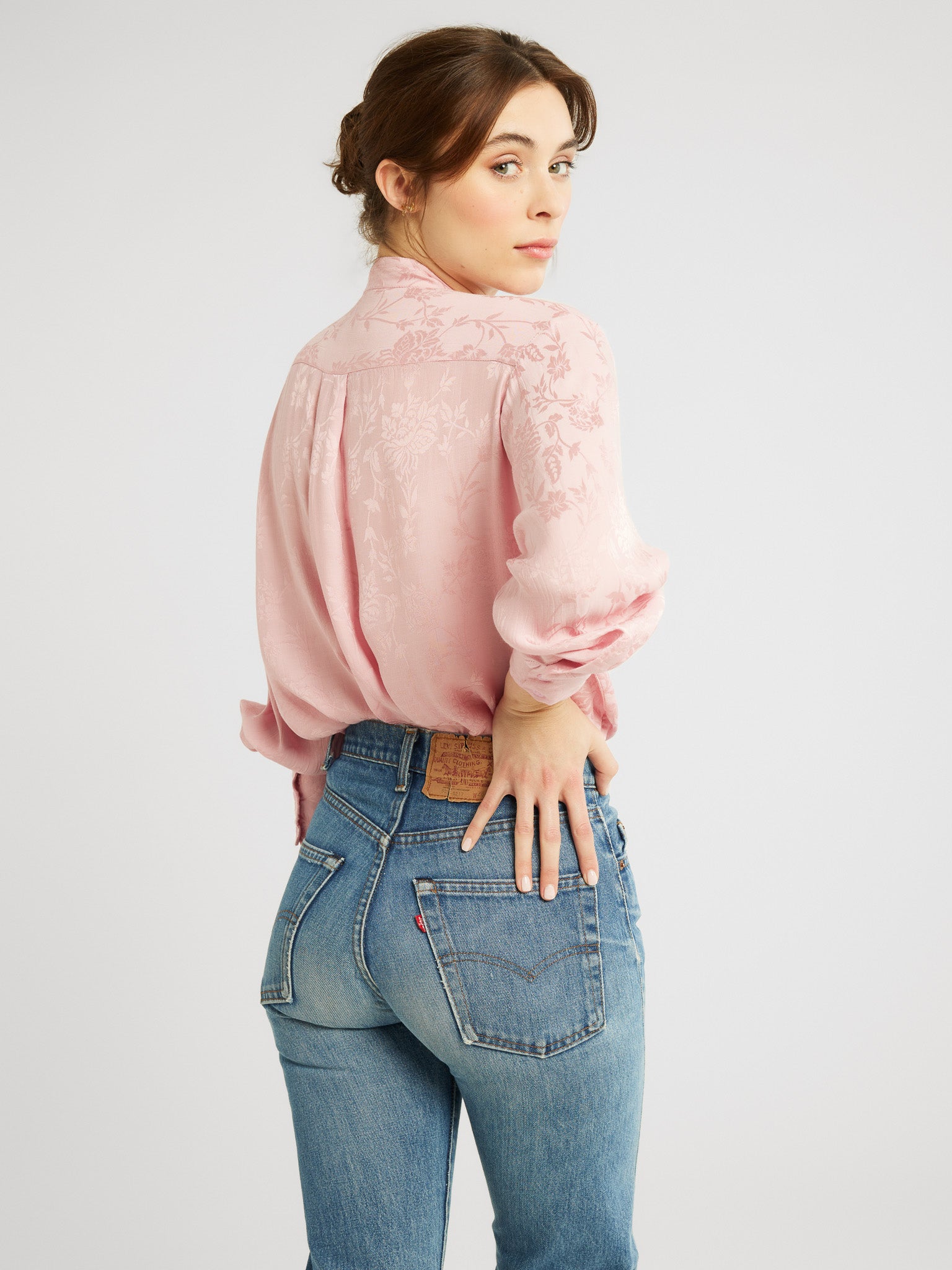 Keaton Top in Pink Jacquard – MILLE